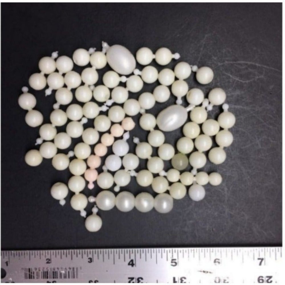 VTG Pop Bead Assorted Loose White Oval Round Opaque Pearl As Is Adjustable Retro